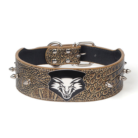 Charming Wolf Spiked Dog Collar